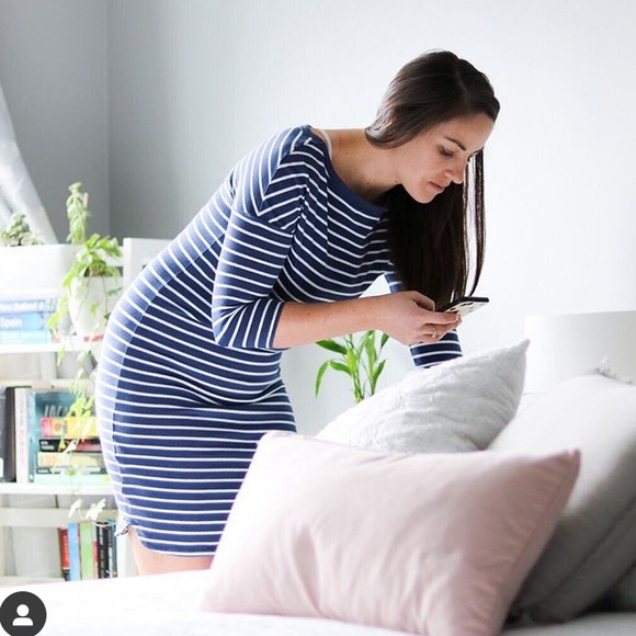Navy and white striped dress - Picture 1 of 3